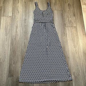 Boden Maxi‎ Dress Size 8R Blue/White Shift Pockets Viscose Blend
